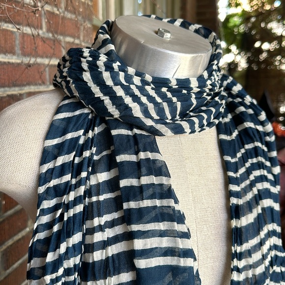 Rock Flower Paper blue/white/red stripe/polka dot lightweight crinkle scarf - Picture 2 of 5